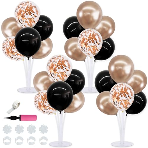 TONIFUL 4 Set Black Champagne Gold Balloon Centerpieces for Table,Balloon Stand Kit for Women Bachelorette Party Party Decor,Birthday Decorations,Bridal Shower,Graduation Decorations 2026,Retirement - color: Black Champagne Confetti