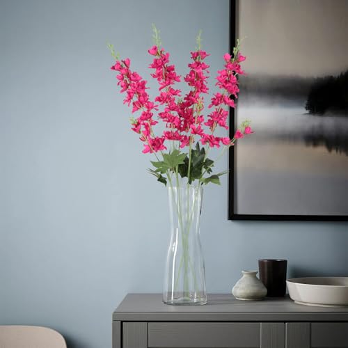 8PCS Artificial Delphinium Flowers 33.5'' Rose Red Silk Flowers Faux Delphinium Long Stem Hyacinth Artificial Flowers for Tall Vase Home Wedding Table Decor(Rose Red) - color: Hot Pink