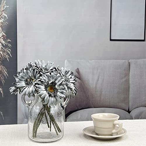 TOPIA Artificial African Daisies Flowers African Daisy Silk Flowers Artificial Gerbera Daisies Pack of 10 (Grey) - color: Grey, size: 10pcs