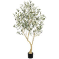 LYERSE Olive Tree 6ft - Olive Trees Artificial Indoor with Large Olive Branches and Lifelike Fruits - Faux Olive Tree for Modern Home Office House Living Room Decor - size: 6ft