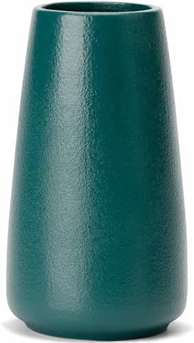 Green Vase - 6" Green Ceramic Flower Vase for Home Decor, Minimalism Farmhouse Style for Vintage Table/Shelf Centerpieces, Fireplace Bedroom Kitchen Living Room Office Decorative - color: Green, size: Small