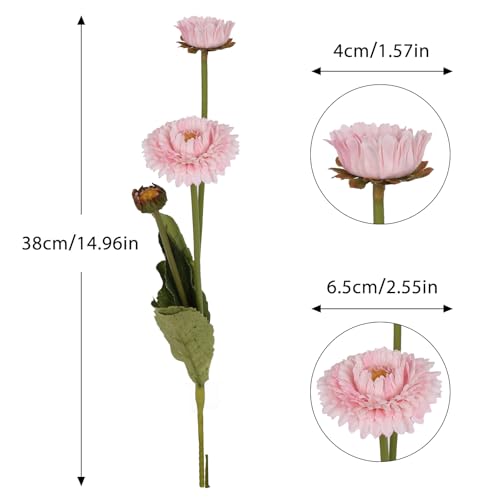 Faux Chrysanthemum Flowers 8pcs Silk Fake Daisies Light Pink Artificial Calendulas for Vase Table Centerpiece Home Wedding Party Garden Decoration(Light Pink) - color: Light Pink
