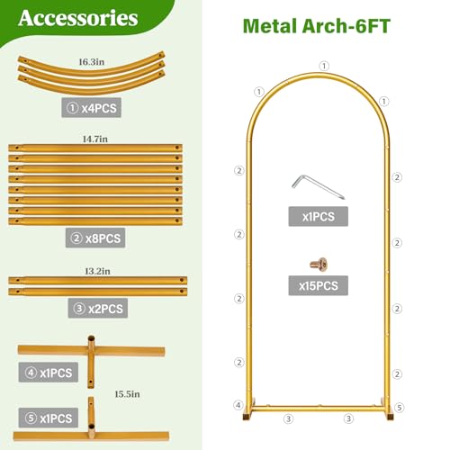 Metal Arch Backdrop Stand Wedding Arch Frame Set of 3 (7.2FT/6.6FT/6FT) Gold Backdrop Arch Stand for Wedding Ceremony Birthday Party Baby Shower Graduation Ceremony Decoration - size: 7.2FT,6.6FT,6FT