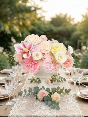 Artificial Pink Flower Box Arrangement, Fake Silk Rose Hydrangea Orchid Eucalyptus Greenery Floral Centerpiece, Artificial Flowers Gift Box for Wedding Bridal Shower Home Table Decor - color: Pale Pink