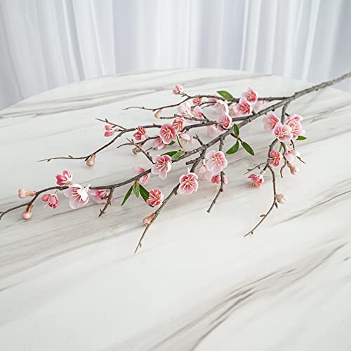 3PCS Artificial Peach Blossom Branches 37inch Long Stem Cherry Blossom Flowers Silk Cherry Blossom Branches for Wedding Office Party Hotel Yard Home Decor(pink) - color: Pink