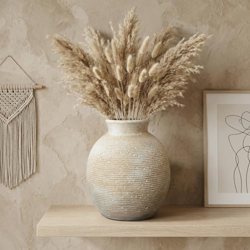 Ceramic Flower Vase for Home Decor, Rustic Farmhouse Vintage Retro Vase for Living Room, Kitchen, Bedroom, Decoration for House, Bookshelf, Dining Table, Office, Gift(7.4 inch) - color: Retro and Rustic-7.4"