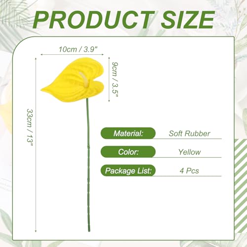 uxcell 4Pcs 11inch Artificial Anthurium Lily Flowers, Permanent Flower Bouquet for Home Arrangements Wedding Festival Decoration Crafts Store Decor Accessories, Yellow - color: Yellow