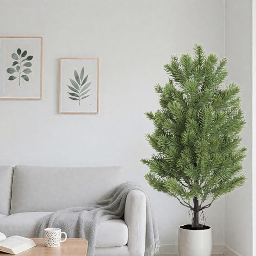 Artificial Cedar Topiary Tree, UV Rated, 21.6 Inch, Indoor Outdoor Plant with Ground Spike for Front Porch, Door, Office, Garden Decor (A, One Size) - color: A