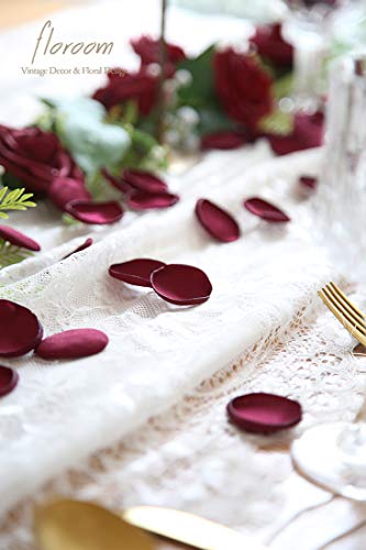Floroom 500pcs Rose Petals Burgundy Faux Silk Flower Petals for Wedding Flower Girl Basket Aisle Scatter Dinner Table Centerpieces Party Confetti Bridal Shower Romantic Night Decoration - color: Burgundy, size: 500pcs