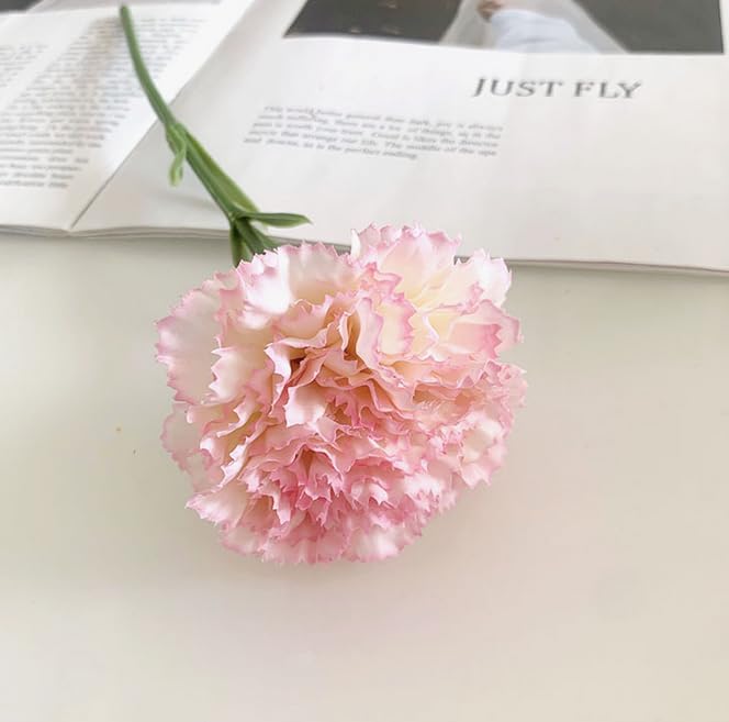 10 Stem Artificial Flowers Carnations Bouquets,11inch Real Touch Flowers with Stems,Silk Petals Fake Flowers Forever Plants for Wedding Flower Bouquet Centerpieces Bridal Shower Birthday (Pink) - color: Pink