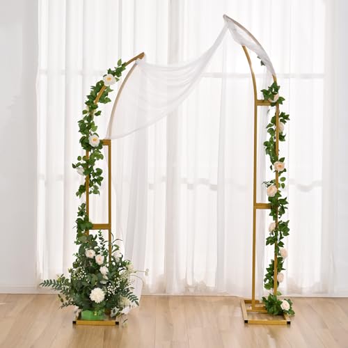 Vincidern 2pcs Curved Wedding Arch Backdrop Stand, Half Moon Arch Stand for Wedding, Engagement, Bridal Shower, Birthday Party Decorations, Indoor & Outdoor Use (Gold,5.9ft,6.9ft) - size: 5.9ft,6.9ft (2pcs)