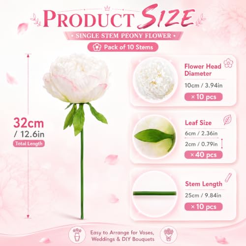 10PCS Champagne Realistic Silk Peonies Bouquet, Waterproof & UV Resistant Faux Peony Flowers, All-Weather Artificial Stems for Outdoor, Grave, Wedding Centerpiece & Home Decor - color: Champagne Purple