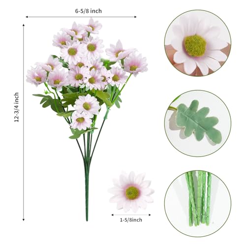 12 Bundles Artificial Daisies Flowers Outdoor Fake Plants White Gerber Daisy Fake Foliage Greenery Faux Plants for Graves Hanging Outside Planter Window Box Wedding Decoration - color: Rose Red