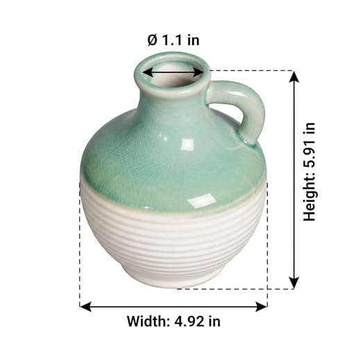 Sunddo Green and White Vase for Living Room, 6 Inch Small Ceramic Vase, Modern Pitcher Flower Vases Home Decor, Office Desk, Windowsill, Bathroom, Wedding Table Decor - color: Mist Green, size: 6 Inch