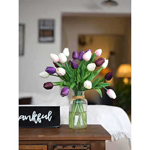 FiveSeasonStuff Real Touch Tulips Artificial Flowers – 15 Stems Faux Tulip Bouquet in Gift Box for Wedding, Home Decor, Party, Floral Arrangements (Lovable Pink) - color: #2 Lovable Pink