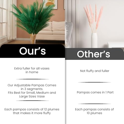 7 Pcs 45" Faux Pampas Grass – Fluffy Artificial Pompous Grass for Tall Floor Vase, Non-Shedding Home Decor, Boho Wedding Flowers, Baby Shower Centerpieces, Bedroom & Living Room Decor (Green) - color: Green
