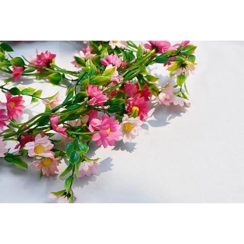 6.5ft Artificial Daisy Flowers Vine Light Pink Silk Wildflower Garland Fake Flower Vine Realistic Spring Floral Hanging Vines for Wedding Arch, Baby Shower, Party Backdrop, Home Wall Décor - color: Light Pink