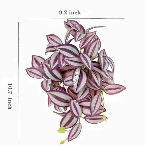 2Pack Reptile Fake Plants for Terrarium, Amphibian Habitat Decor Artificial Hanging Plants with Suction Cup, Artificial Leaves for Snake Tank Accessories.-Zebrina Purple - color: Zebrina