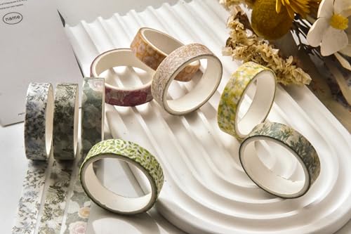 Flowers Washi Tape Set 30 Rolls Floral Patterns Decorative Skinny Slim Masking Tapes for Arts, DIY Crafts, Journals, Planners, Scrapbook, Wrapping (Greens Thrive) - color: Greens Thrive