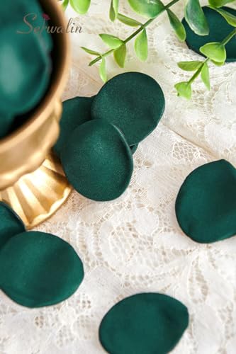 Serwalin 300Pcs Silk Rose Petals for Christmas Weddings Proposal Dark Green Flower Petals for Girl's Basket, Aisle, Table Decor - color: Dark Green, size: 300pcs