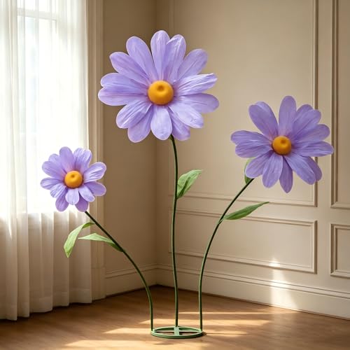 Large Daisy Flowers Artificial,5.9 Ft Giant Paper Flower Decoration,Big Flowers Decor for Party,Garden,Office,Home,Wedding,Graduation,Shop Window Display(Purple) - color: Purple