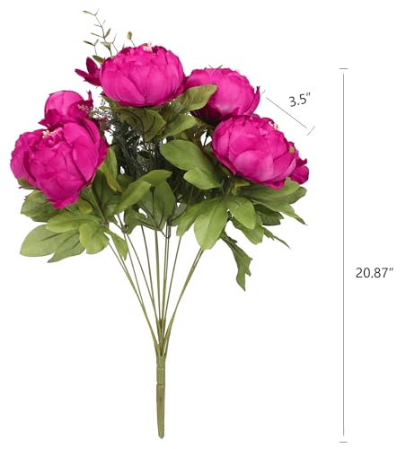 Duovlo Springs Flowers Artificial Silk Peony Bouquets Wedding Home Decoration,Pack of 1 (Spring Hot Pink) - color: Spring Hot Pink