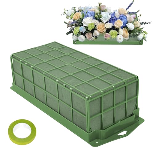 1PCS Floral Foam Cage, Flower Cage Holder, Dry and Wet Rectangle Flower Arrangement, Hangable Green Blocks Floral Foam Cages for Artificial Flesh Flower Wedding Holiday, Home, Garden Party Decorations - size: 1 PCS