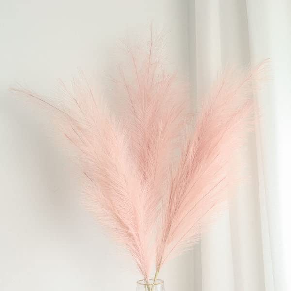 Tableclothsfactory 3 Stems | 44" Dusty Rose Artificial Pampas Grass Plant Sprays, Faux Branches Vase Flower Arrangement - color: Dusty Rose