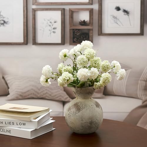 7" Ceramic Vase for Home Decor, Decorative Terracotta Farmhouse Rustic Vases for Living Room Kitchen Bedroom Bathroom Entryway Mantel Table, Pottery Vases for Pampas Grass Dried Fresh Flowers - color: Natural Brown- 7"