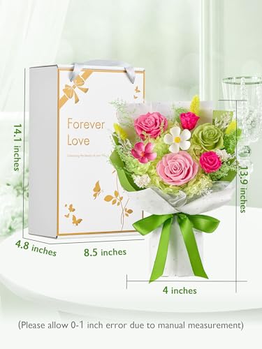 Eterfield Flowers for Delivery Prime, Mother's Day Forever Flower Bouquet, Preserved Pink Roses Birthday Gifts for Her Women Wife Mom Anniversary Valentines Day Christmas - color: Green