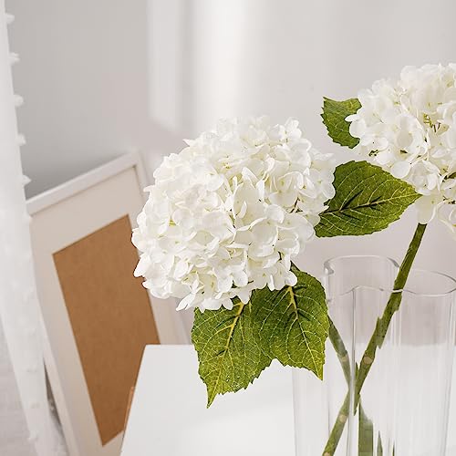 Waipfaru 21" Real Touch White Hydrangea Artificial Flowers with Long Stem & Leaves, Full Latex Faux Hydrangea Flowers for Home Decor Party Floral Arrangements Wedding Bouquets Centerpieces, 3Pcs - color: White, size: 3pcs