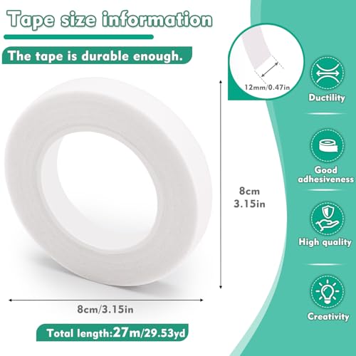 Floral Tape, 1/2inch Flower Tape, White Flower Tape for Bouquet Stem Wrap Floral Arranging Craft Projects Corsages, Wedding Bouquet - color: White