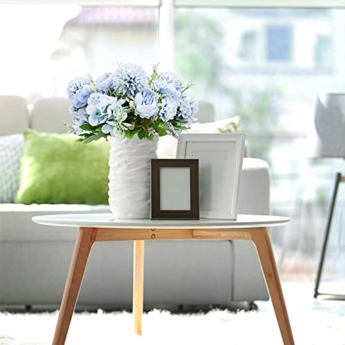 Artificial Flowers, 4 Packs Blue Fake Peony Silk Hydrangea Bouquet Decor Plastic Carnations Daisy Realistic Flower Home Office Party Decor Arrangements Wedding Decoration Table Centerpieces - color: 4 Pack Blue Fake Flower