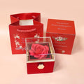 Romantic Gifts for Her Rose Ring Box Jewelry Box Artificial Flowers Eternal Rose Box Anniversary Wedding Valentines Day Christmas Birthday Thanksgiving Gifts for Mom Wife Girlfriend Women - color: Red