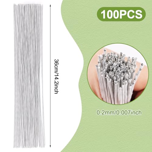 CCINEE 18 Gauge White Floral Stem Wire, 100 PCS Paper Wrapped Florist Wire for DIY Crafts Floral Arrangement Artificial Flower Making, 14 inch - color: #18 White, size: #18