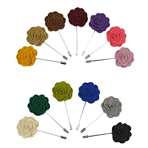 Flairs New York Gentleman's Essentials Premium Handmade Flower Lapel Pin Boutonniere - color: [Wool Fabric] Burgundy Red