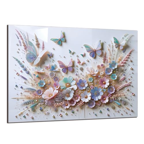 DAIFURONGE Butterfly Tempered Glass Backsplash for Kitchen, 30" x20'' | Frameless,Easy to Clean - size: 30"L x 20"W