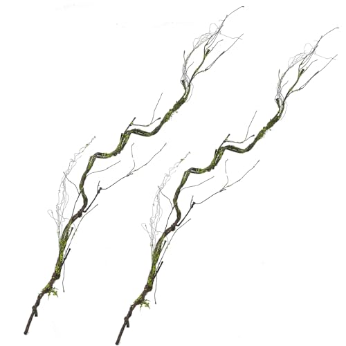 2Pcs 67in Artificial Trees Branches for Decoration Fake Cherry Blossom Trunk Willow Vines Garland Limb Twigs Moss Plants Wall Hanging Photo Home Garden X'Mas Christmas Thanksgiving Decor - size: 67 INCH