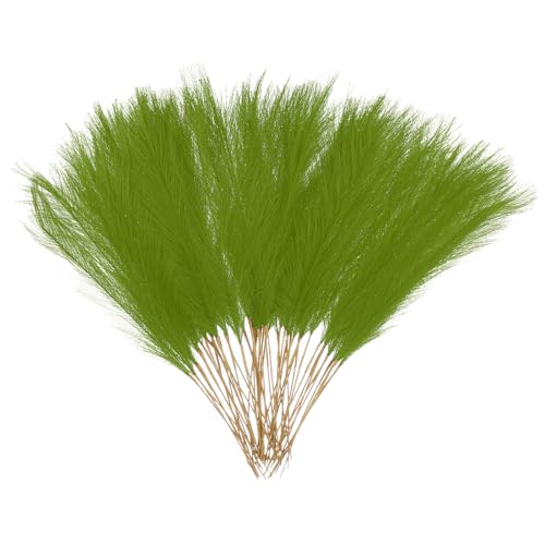 uxcell 50 Pcs Faux Pampas Grass 52cm/20.5" Artificial Fake Dried Pampas Grass Decor with Stem for Floor Vase Filler, Wedding Decoration, Home Decoration, Grass Green - color: Grass Green