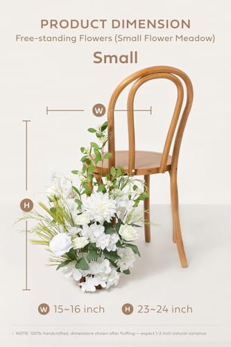 Ling's Moment 17.5" Tall Free Standing Artificial Flowers Arrangements 2 pcs Wedding Aisle Runner Chair Decorations Lily White Green Centerpieces for Ceremony Reception Rose Floral Floor Party Outdoor - color: Wht- Lily of the Valley White