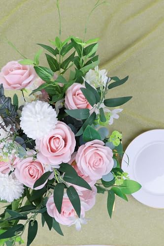 JUSMAI 50pcs Roses Artificial Flowers Real Touch Fake Flowers with Long Stems Silk Flowers for Wedding Bouquet Centerpices Decorations Party Bridal Baby Shower Home Decor (Dusty Pink) - color: Dusty Pink, size: 50PCS