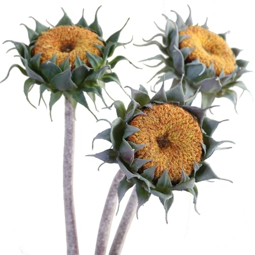 Htmeing 3PCS Artificial Sunflower Stems Faux Decor Flowers for Home Wedding Farmhouse Rustic Floral Arrangements Fake Flowers for Indoor Outdoor Display, 23.6 Inch, Yellow - color: Yellow
