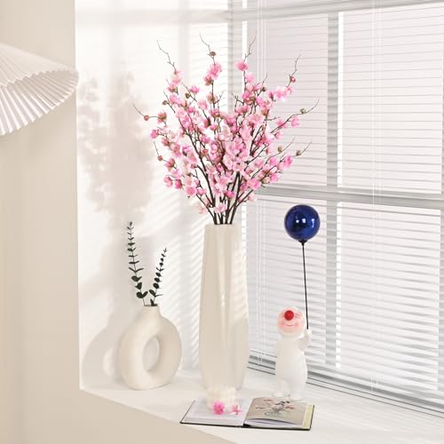 Waipfaru 4 Pcs Faux Cherry Blossom Decor, 36'' Long Stem Artificial Flowers for Tall Vase, Cherry Blossom Tree Branches for Floral Arrangements Wedding Spring Decorations (Pink) - color: Pink