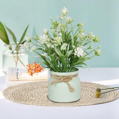 Yoratee 4pcs Artificial Pot Flowers Small Fake Plants with Pot Mini Potted Plants for House Office Tabletop Decoration - color: 4pcs