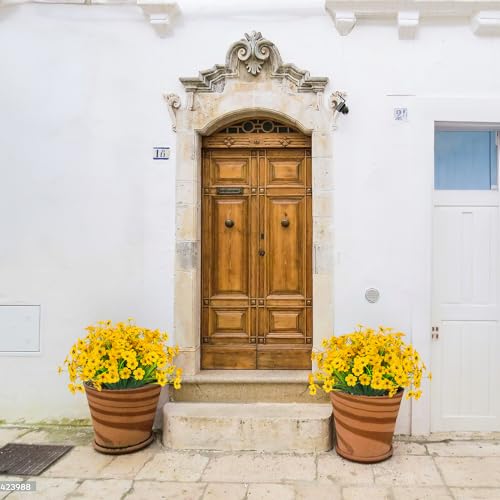 Outdoor Artificial Flowers 21 UV Resistant Bundles Fake Flower Plastic Plants Faux Silk Flowers Porch Hanging Garden Porch Window Box Decorating (Yellow) - color: Yellow