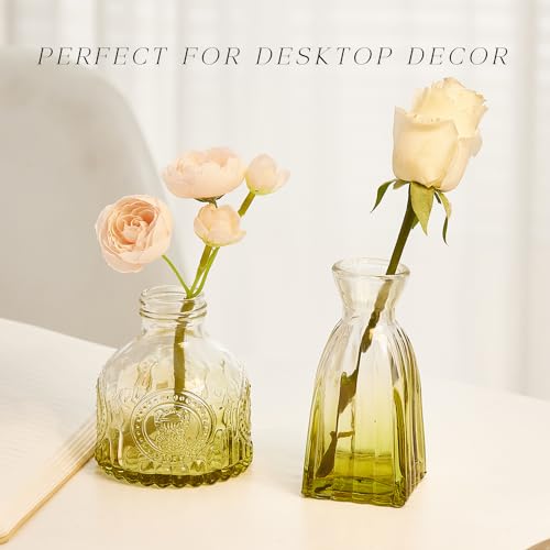 Glass Bud Vase Set of 30, Small Flower Vases, Glass Vases for Centerpieces, Vintage Home Table Decorations Bud Vases (30 Pcs, Green) - color: Green, size: 30 Pcs