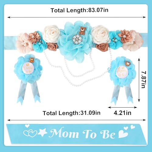 Maternity Sash Set Baby Shower Floral Belly Belt Baby Shower Decoration for Mom to Be Pregnancy Party Supplies - color: Style3