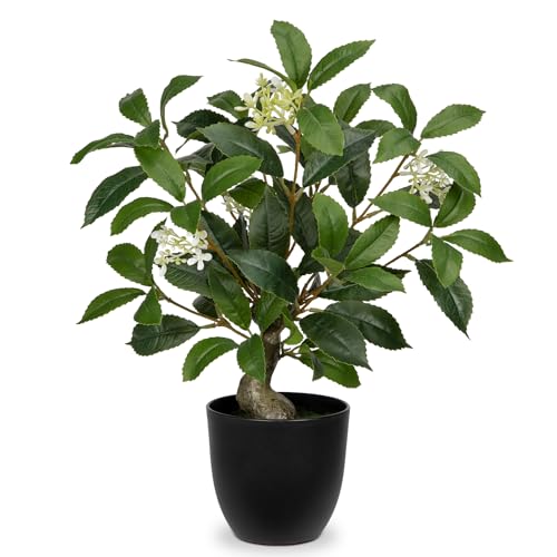 Briful 16.5'' Fake Plants Faux Laurel Bay Tree in Black Pot Realistic Greenery Artificial Plants Indoor Houseplant for Home Decor Farmhouse Bathroom Living Room Wedding Table Centerpieces - color: 16.5'' Tall-green