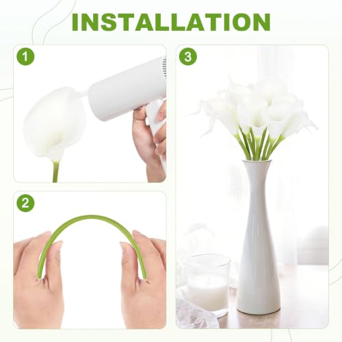 M METERXITY 10-Pack Beige Artificial Calla Lily Flowers,14 Inch Faux Calla Lily PU Bouquets Real Touch Faux Flowers for Home/Wedding/Christmas/Party - color: Beige