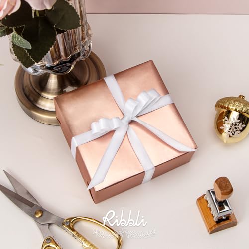 Ribbli Double Faced White Satin Ribbon,1/2” x Continuous 25 Yards,Use for Bows Bouquet,Gift Wrapping,Floral Arrangement - color: White, size: 1/2 inch